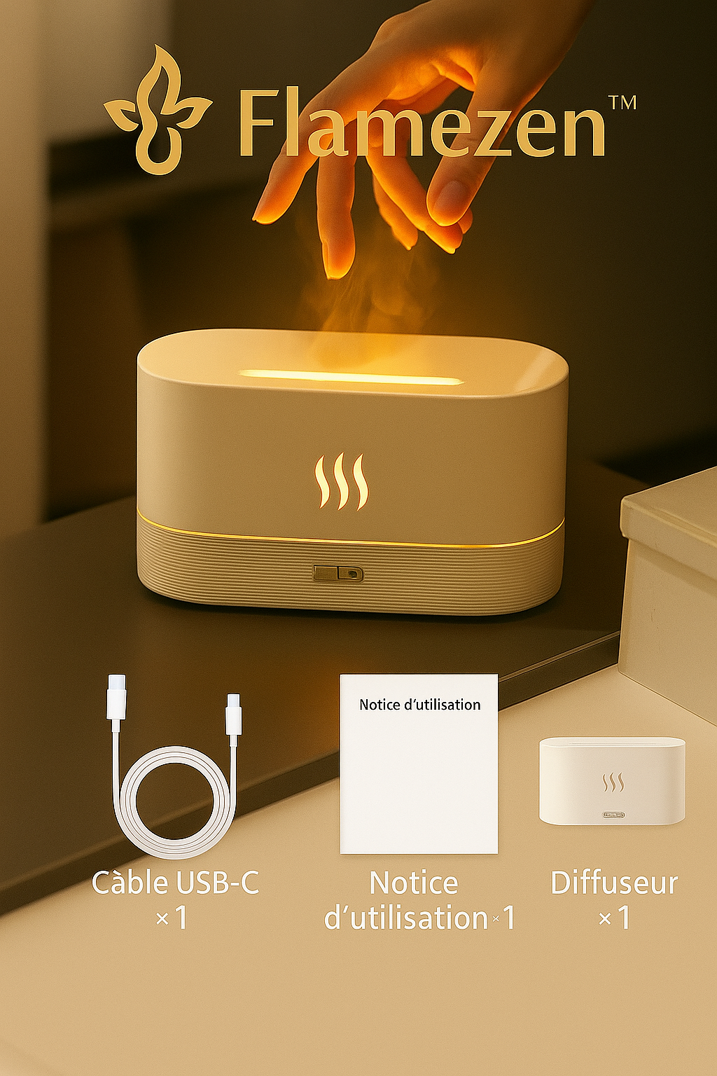 Diffuseur de Flamme LED – Ambiance Relaxante & Aromathérapie FlameZen™